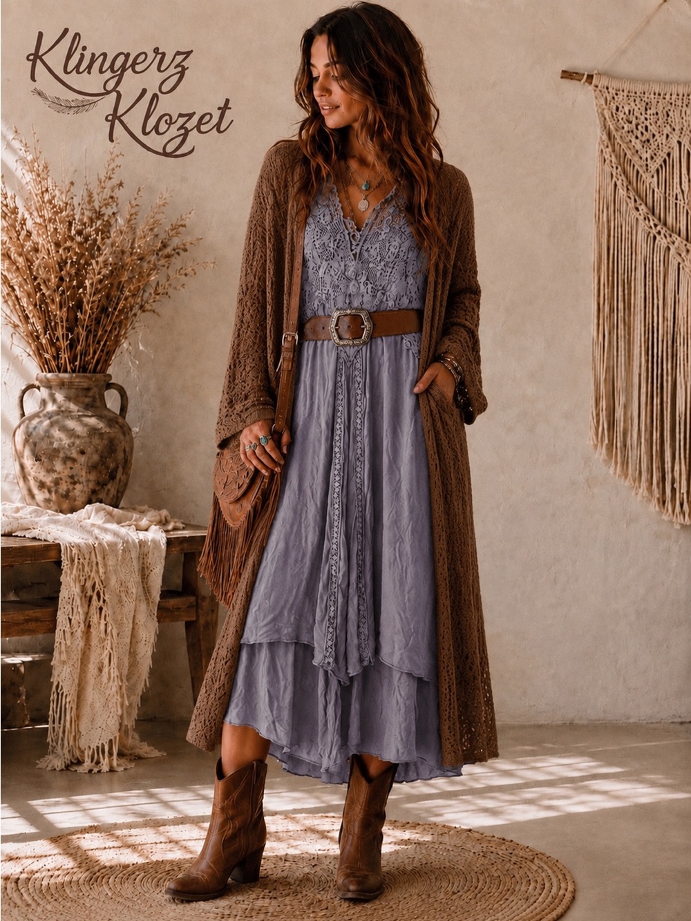 Vintage Marilu Made in Italy Bohemian Crochet Lace Dress